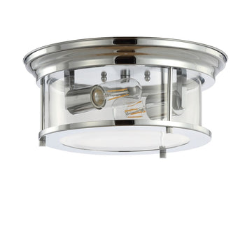 Lauren 13.25" Metal/Glass LED Flush Mount - JONATHAN Y